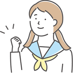 ガッツポーズをする中学生のイラスト