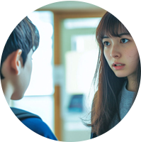 親子喧嘩している母と子