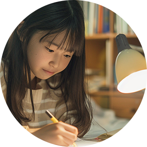 自信を持って勉強に打ち込む女子中学生