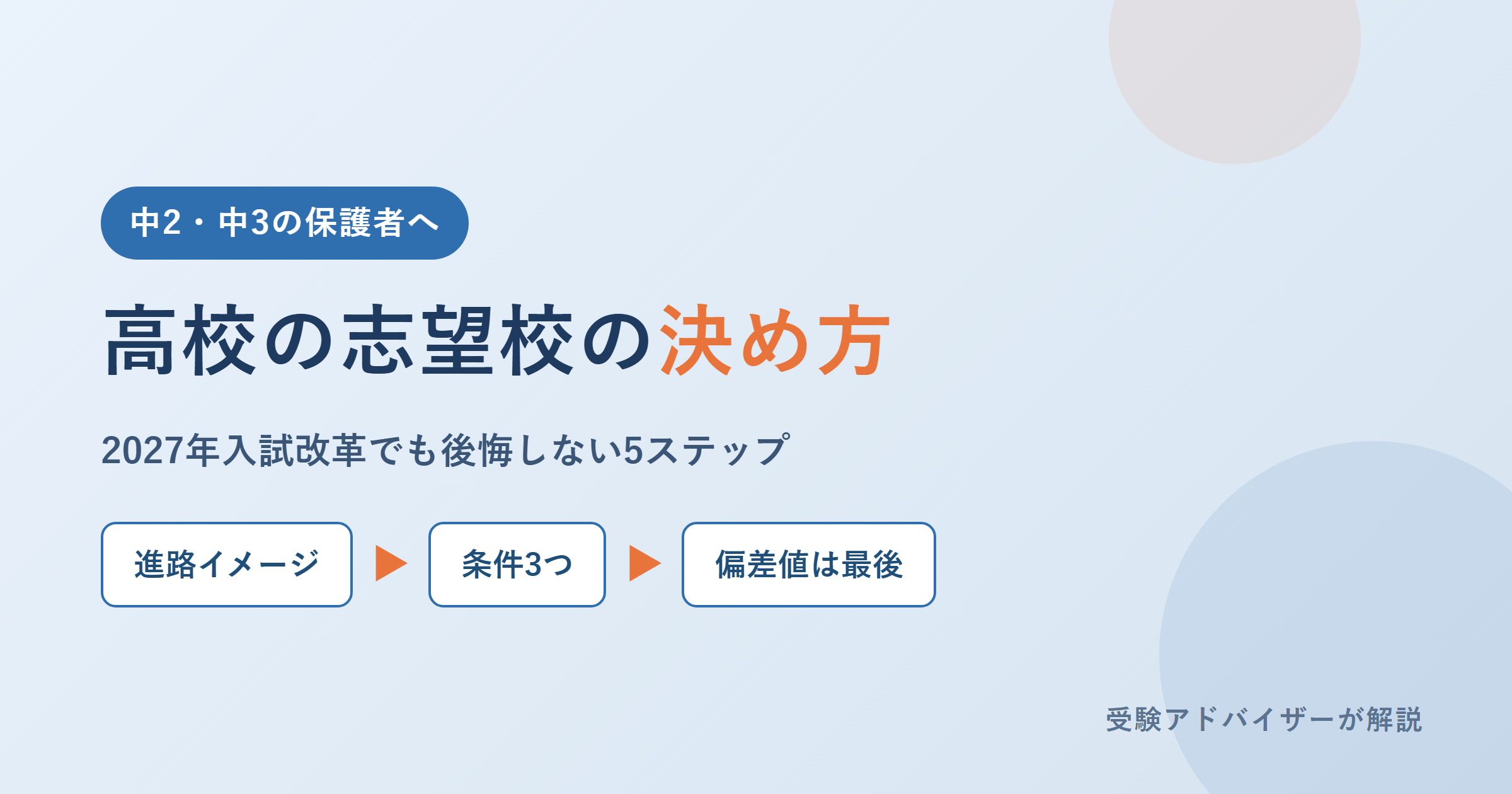 高校の志望校の決め方5ステップ｜2027年入試改革でも後悔しない選び方【保護者向け】