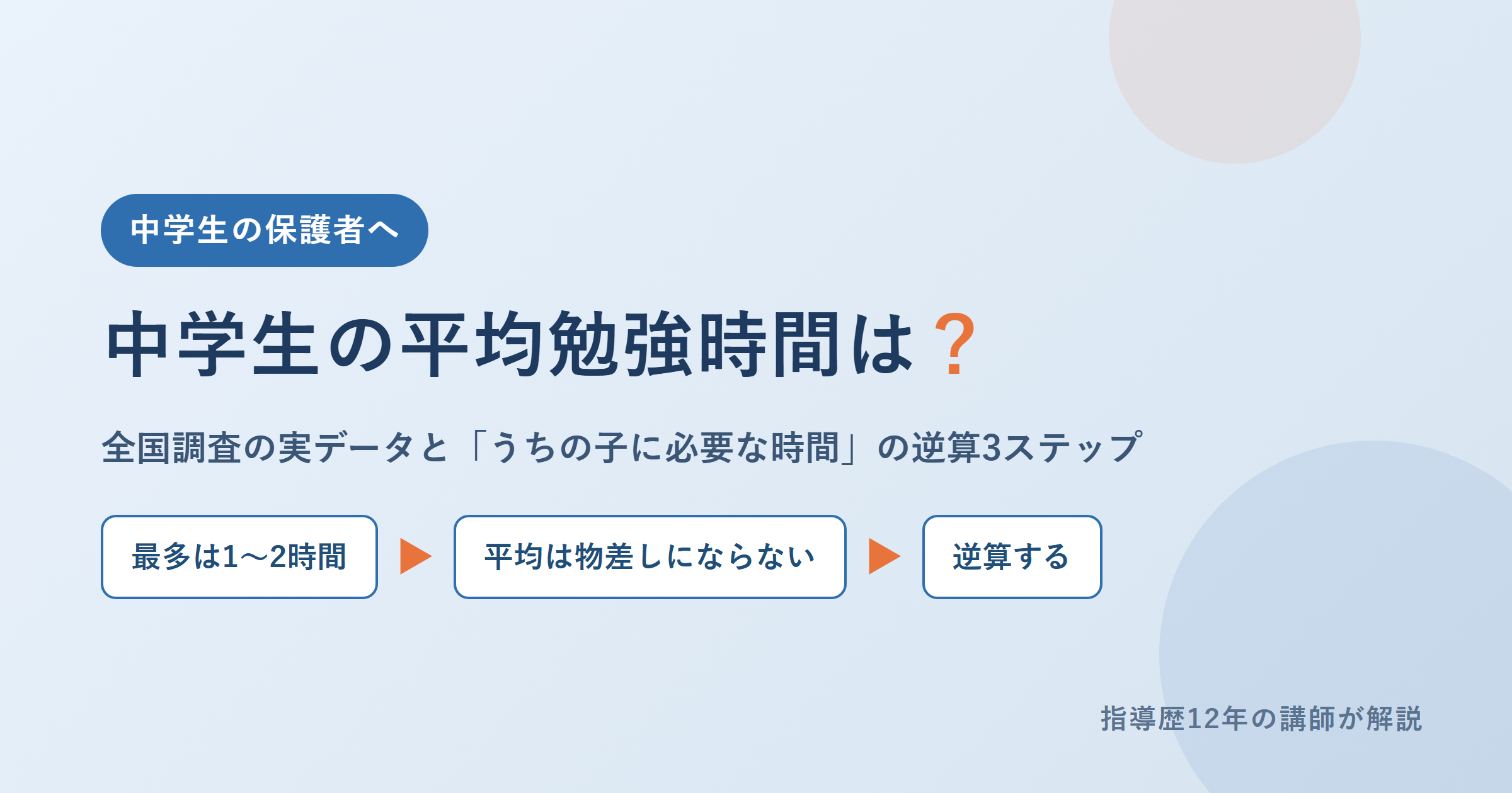 中学生の平均勉強時間は？最新データで見る実態と「うちの子に必要な時間」の逆算3ステップ