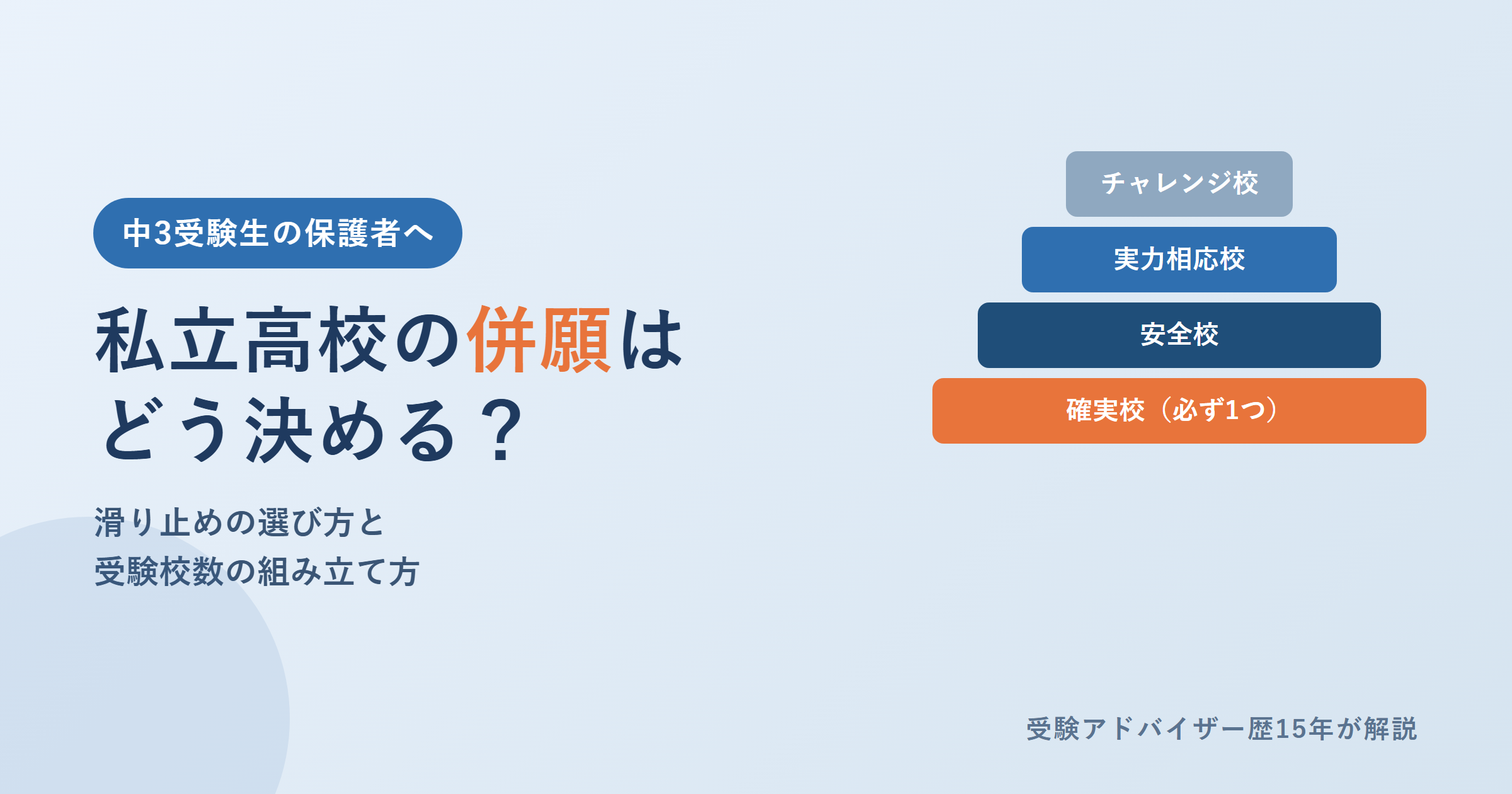 私立高校の併願はどう決める？滑り止めの選び方と受験校数の組み立て方【保護者向け】