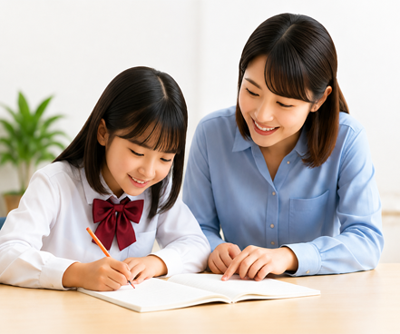 家庭教師の授業を受ける生徒