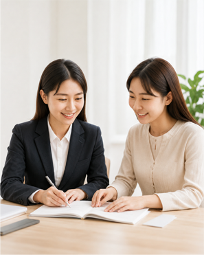 生徒を教える女性の家庭教師