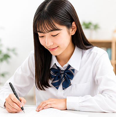 勉強する女子中学生