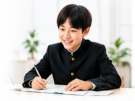 勉強を頑張る中学生