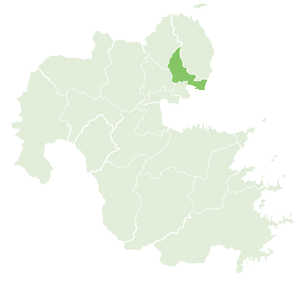 大分県内における別府市の位置を示すエリアマップ